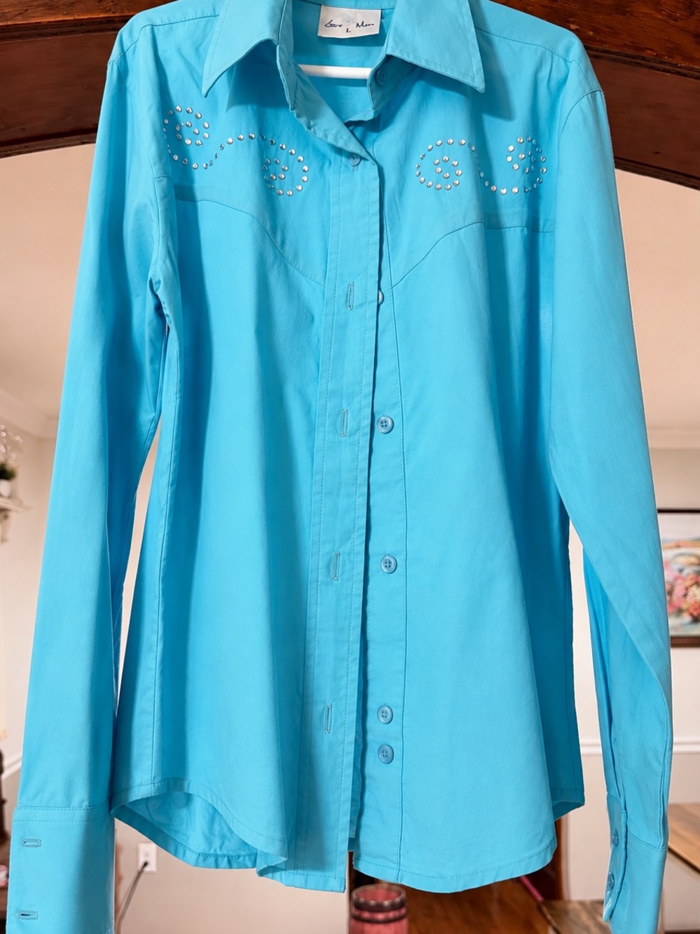 Turquoise Studded Western Shirt -kids Button-Up
